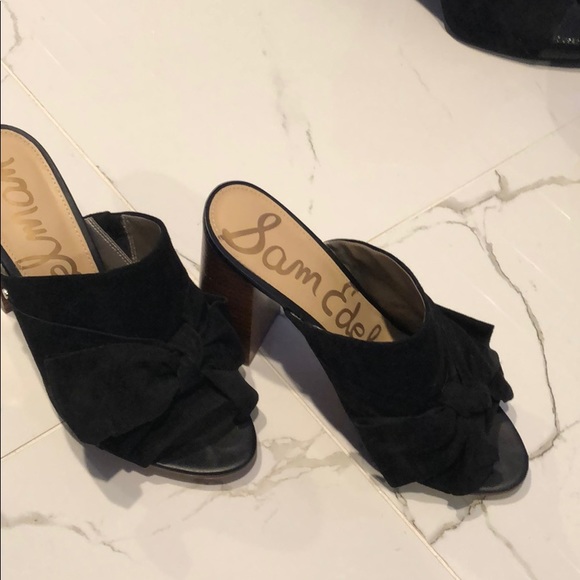 Sam Edelman Shoes - Black Suede Bow Open Tor Shoes